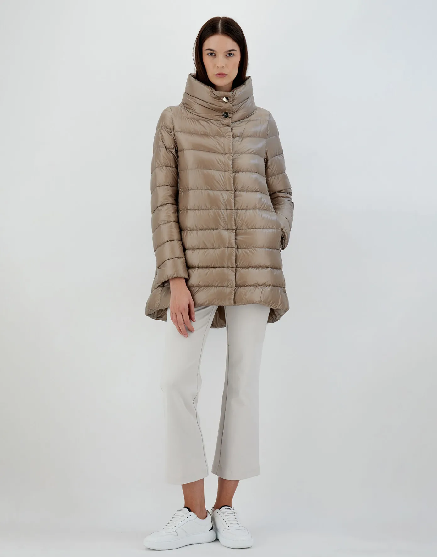 Herno Long Down Jackets | A-Shape Light Taupe