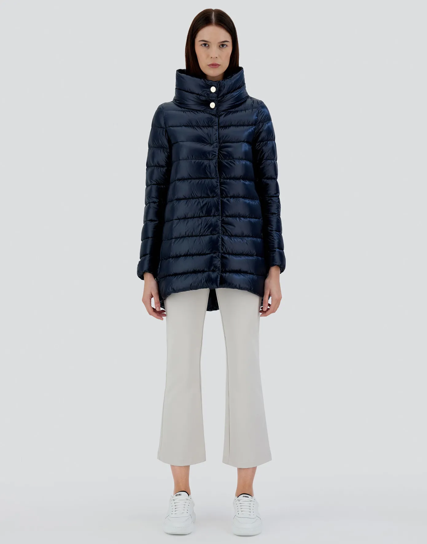 Herno Long Down Jackets | A-Shape Navy Blue