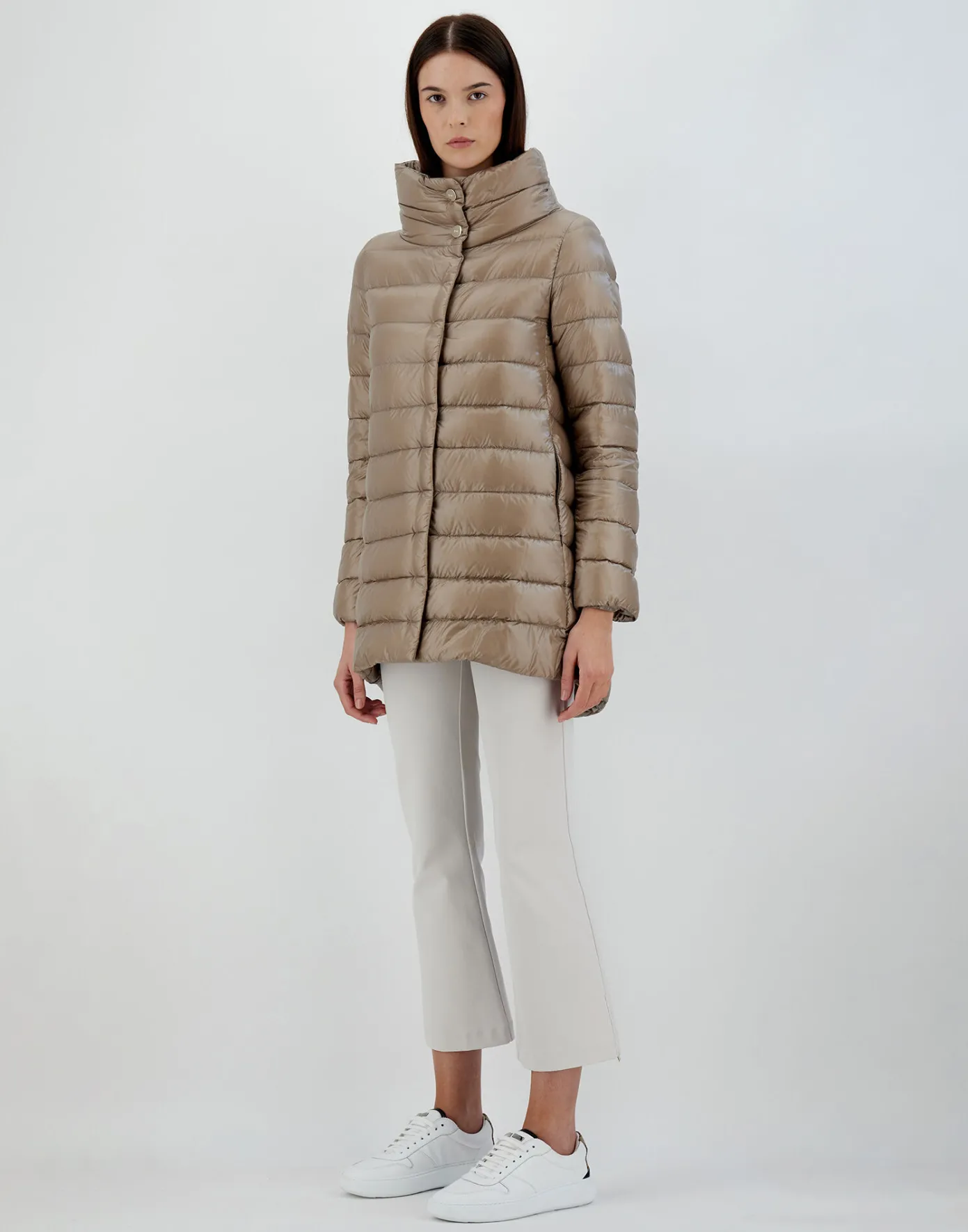 Herno Long Down Jackets | A-Shape Light Taupe